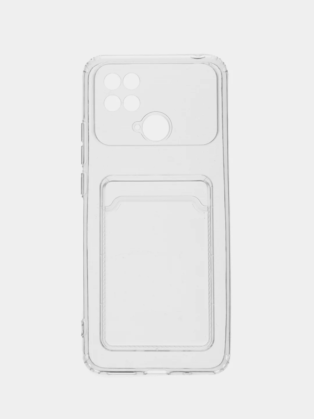 Чехол с карманом для карт Xiaomi Poco C40, прозрачный, силиконовый