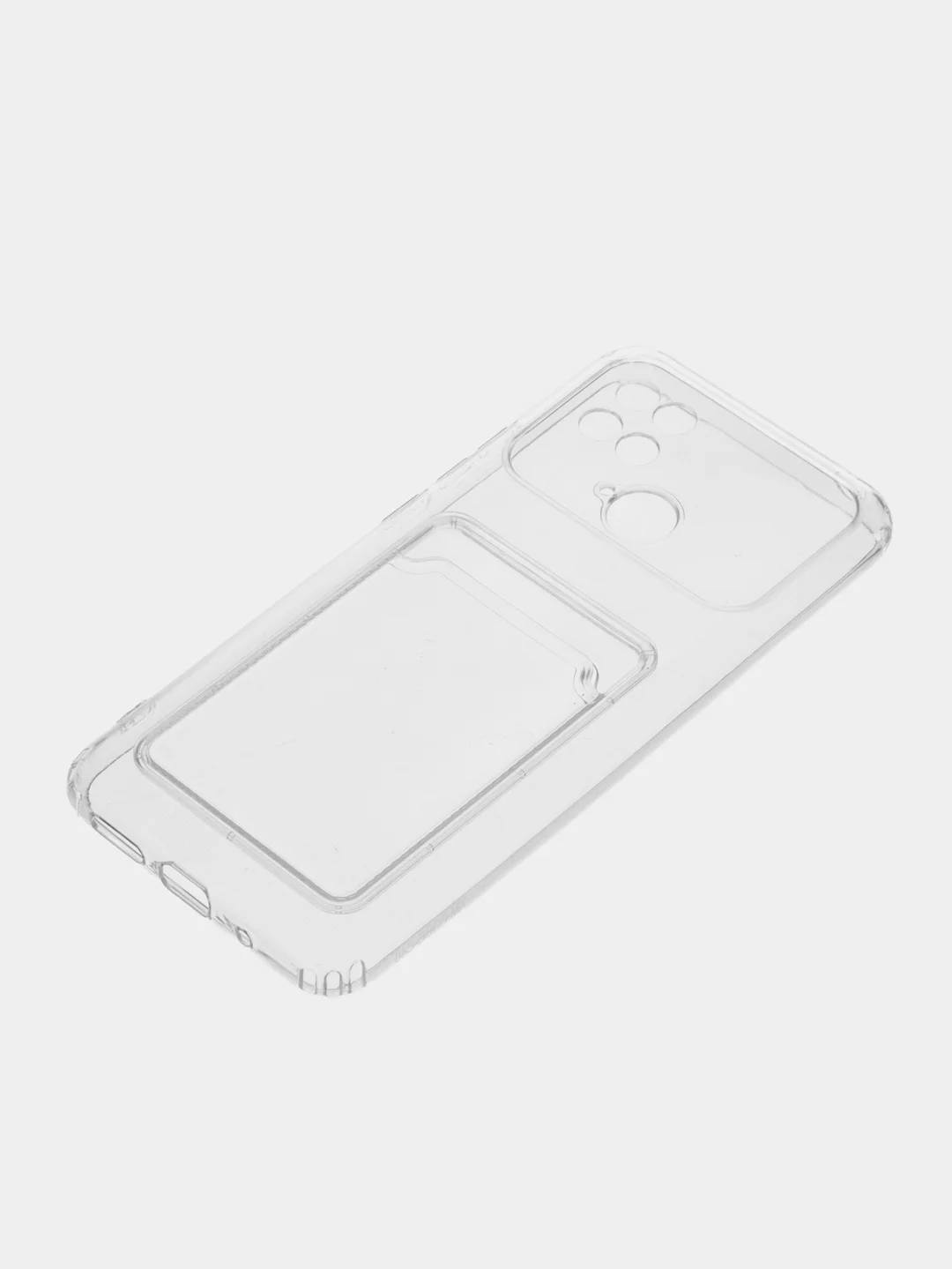 Чехол с карманом для карт Xiaomi Poco C40, прозрачный, силиконовый