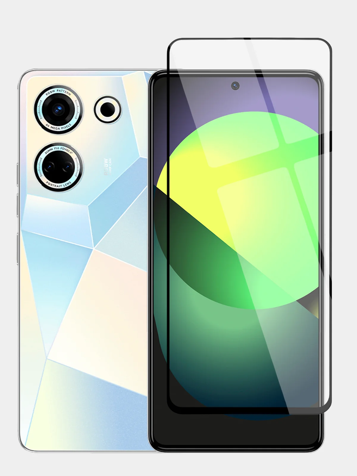 Прозрачный защитное стекло BROSCORP для Tecno Camon 20 с олеофобным покрытием и черной рамкой