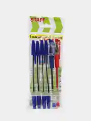 Ручки шариковые и гелевые Staff Basic St-01, 6 штук, узел 0,7 мм, линия 0,35 мм, 144080