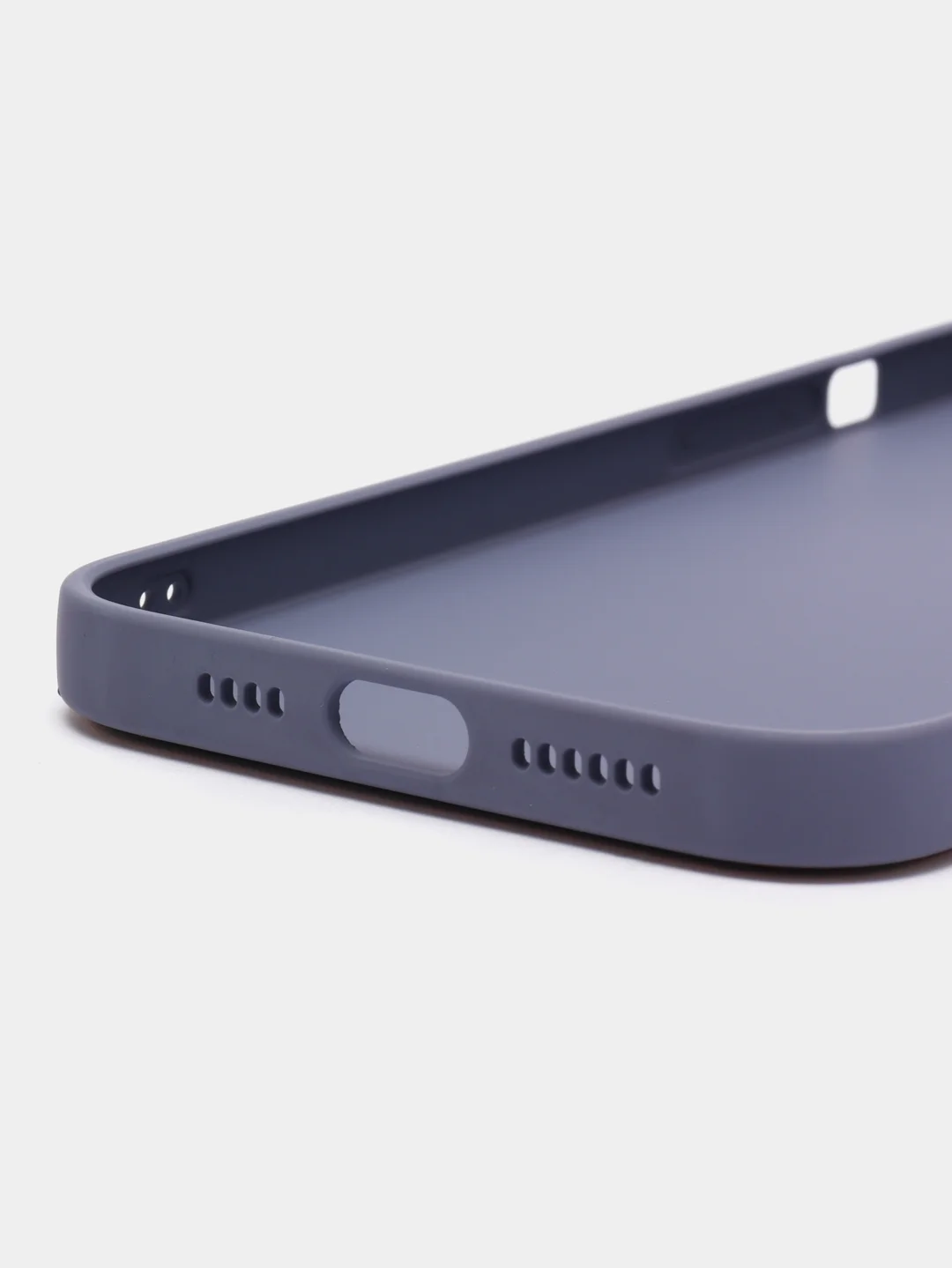 Небесно-голубой чехол для iPhone 12 Pro Max под кожу с золотой окантовкой
