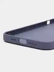 Небесно-голубой чехол для iPhone 12 Pro Max под кожу с золотой окантовкой