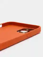 Оранжевый чехол для iPhone 12 Pro Max под кожу с золотой окантовкой