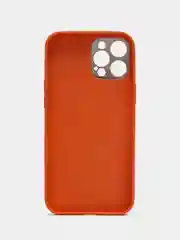 Оранжевый чехол для iPhone 12 Pro Max под кожу с золотой окантовкой
