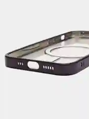 Черный чехол для IPhone 12 Pro, 12 Pro Max силиконовый с Mag Safe и цветной окантовкой
