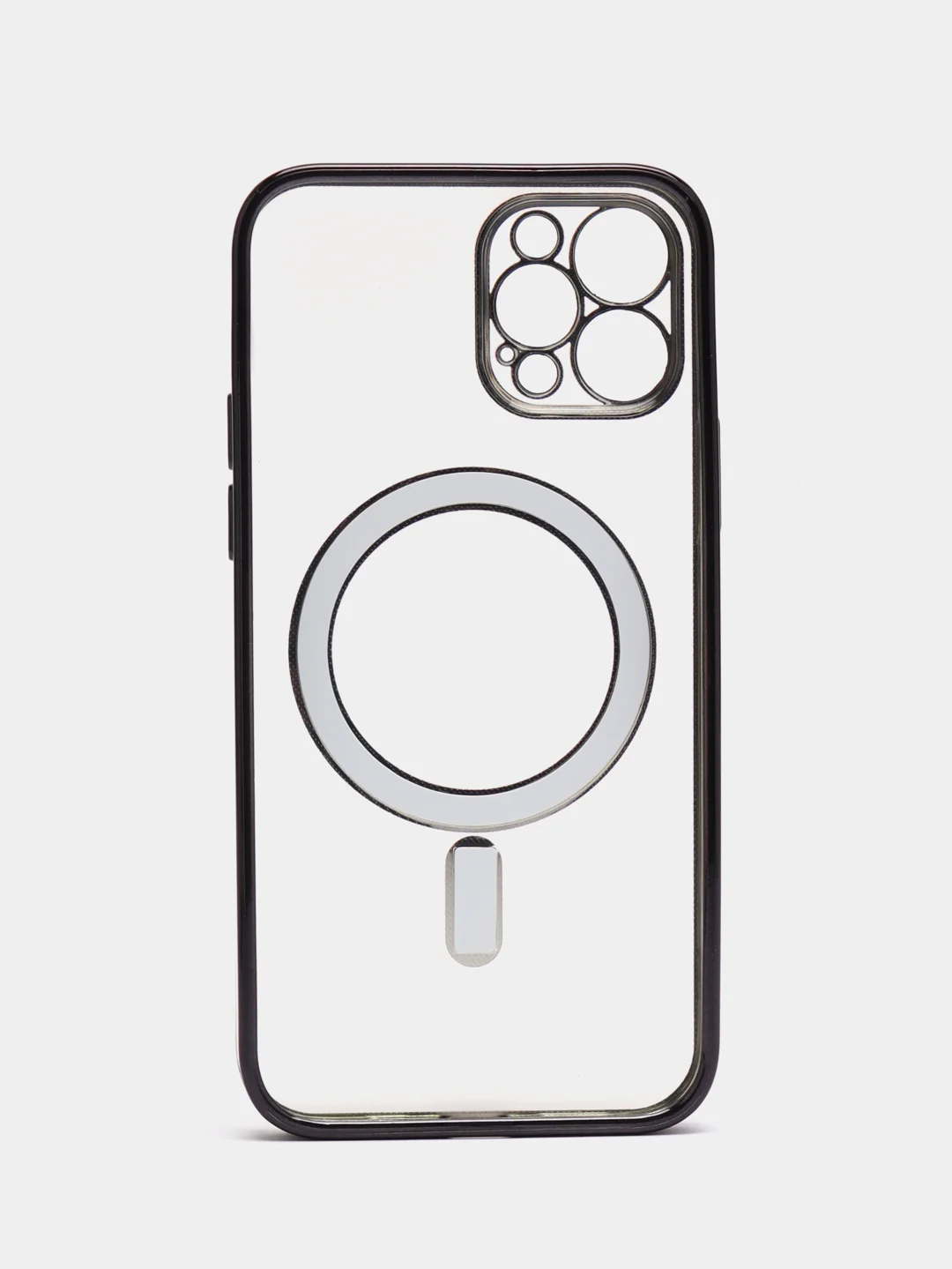 Черный чехол для IPhone 12 Pro, 12 Pro Max силиконовый с Mag Safe и цветной окантовкой