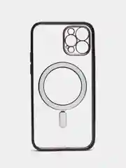 Черный чехол для IPhone 12 Pro, 12 Pro Max силиконовый с Mag Safe и цветной окантовкой