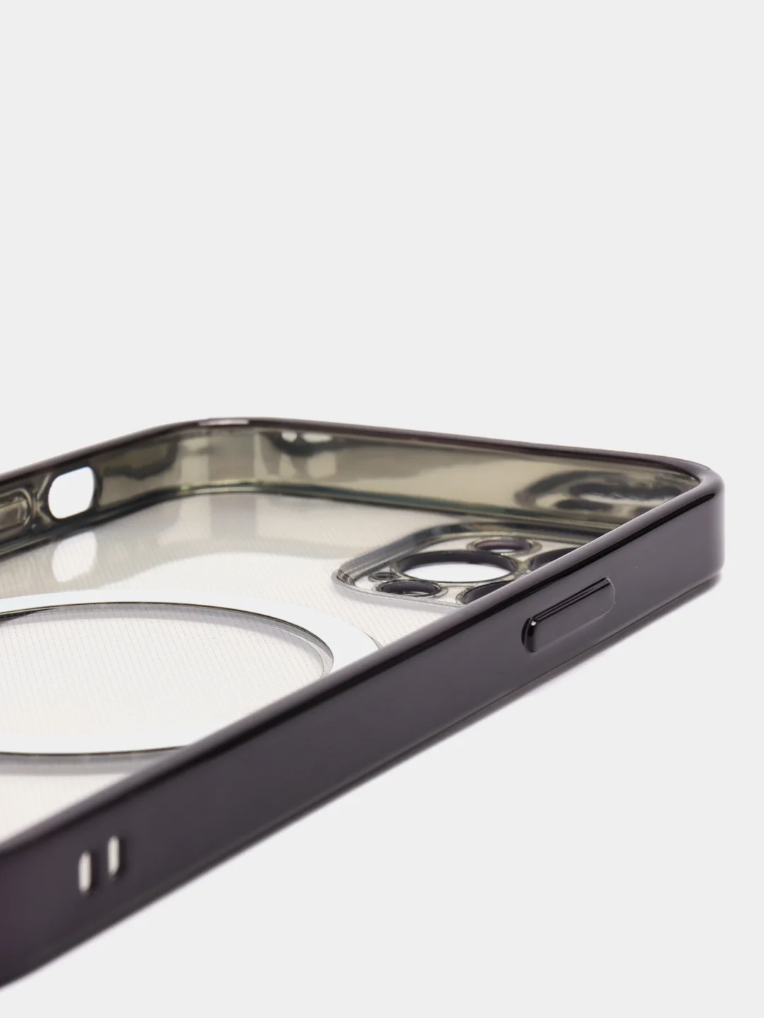Черный чехол для IPhone 12 Pro, 12 Pro Max силиконовый с Mag Safe и цветной окантовкой