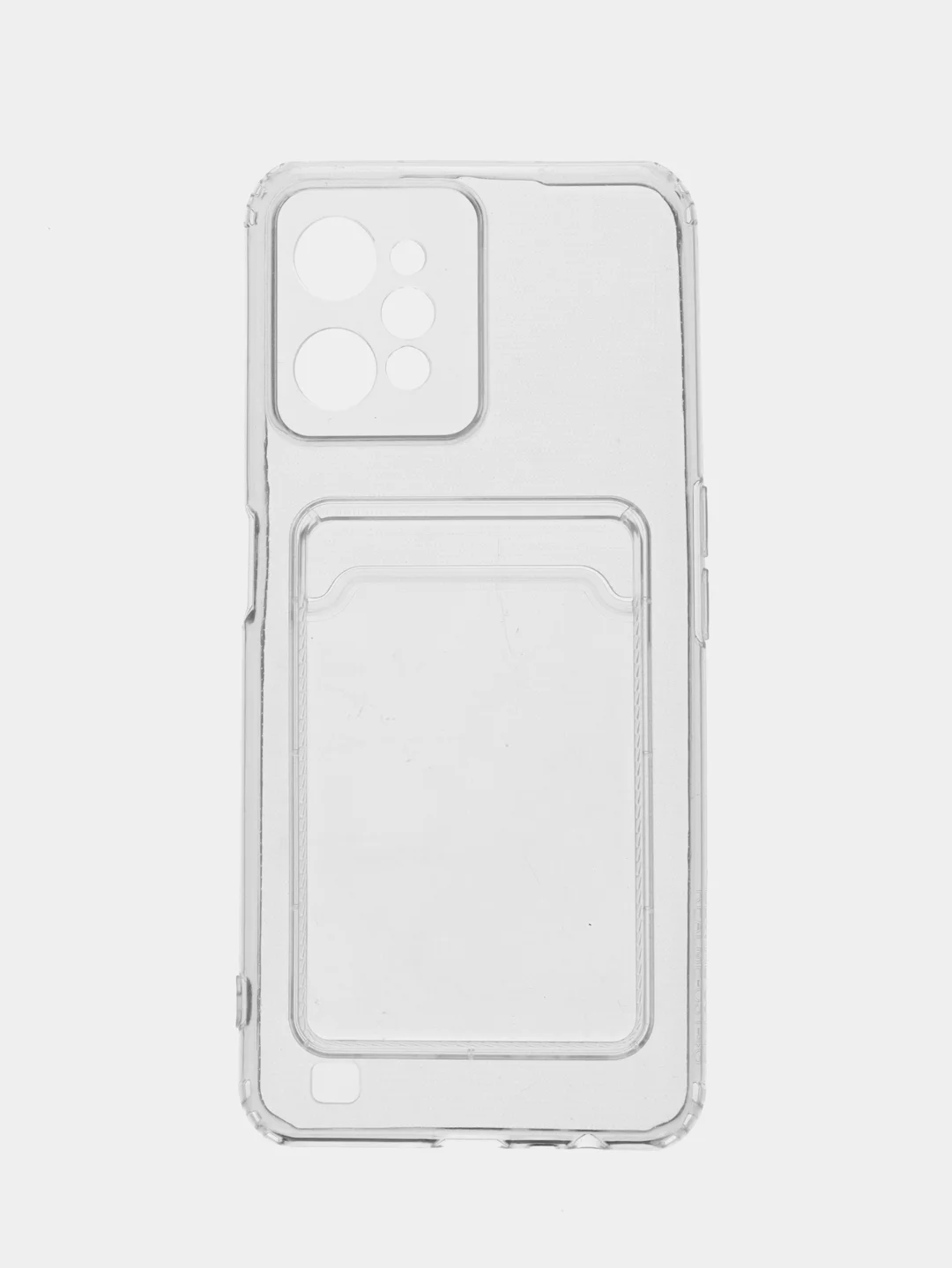 Серебряный силиконовый чехол для Realme C31 (Реалми С31), с карманом для карт, прозрачный