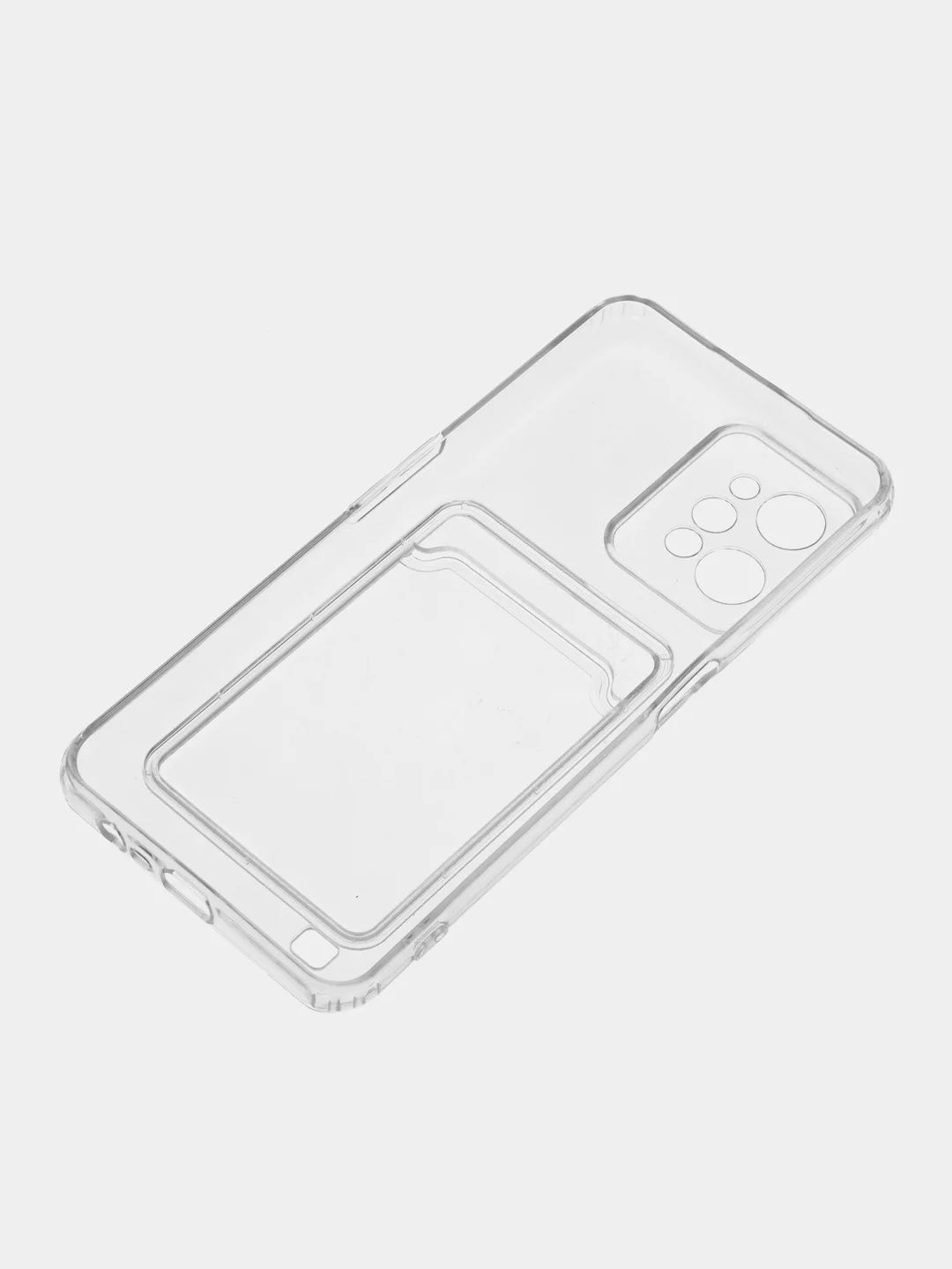 Серебряный силиконовый чехол для Realme C31 (Реалми С31), с карманом для карт, прозрачный