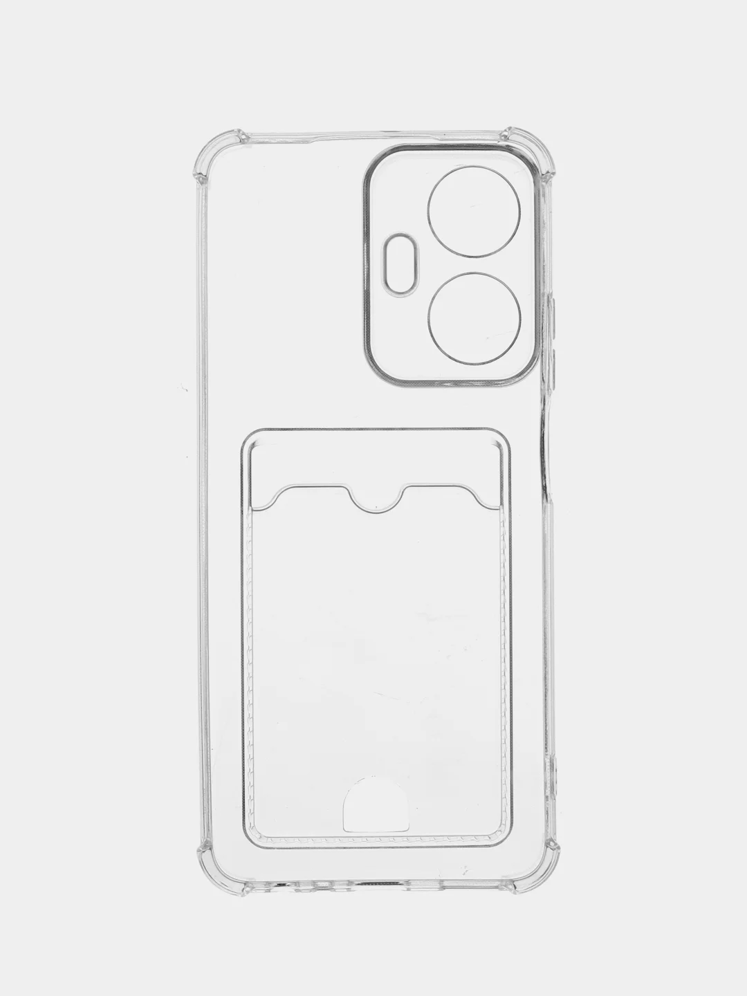 Прозрачный противоударный чехол Broscorp для Realme C55, силиконовый, с карманом для карт