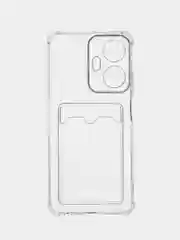 Прозрачный противоударный чехол Broscorp для Realme C55, силиконовый, с карманом для карт