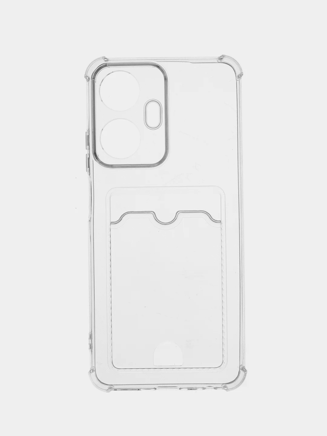 Прозрачный противоударный чехол Broscorp для Realme C55, силиконовый, с карманом для карт