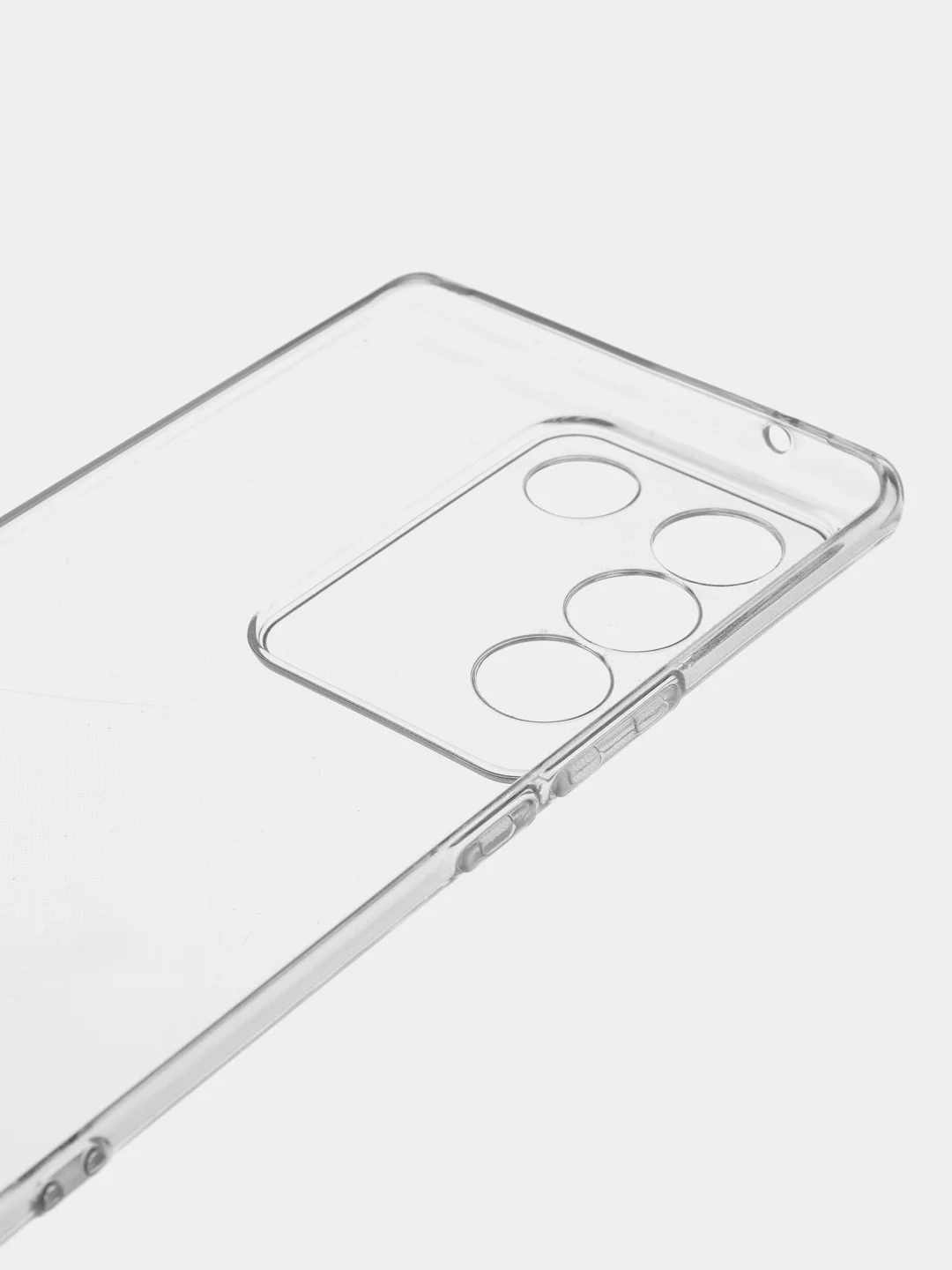 Прозрачный чехол для Vivo V27 силиконовый ROSCO прозрачный с бортиком- защитой камер и от прилипания