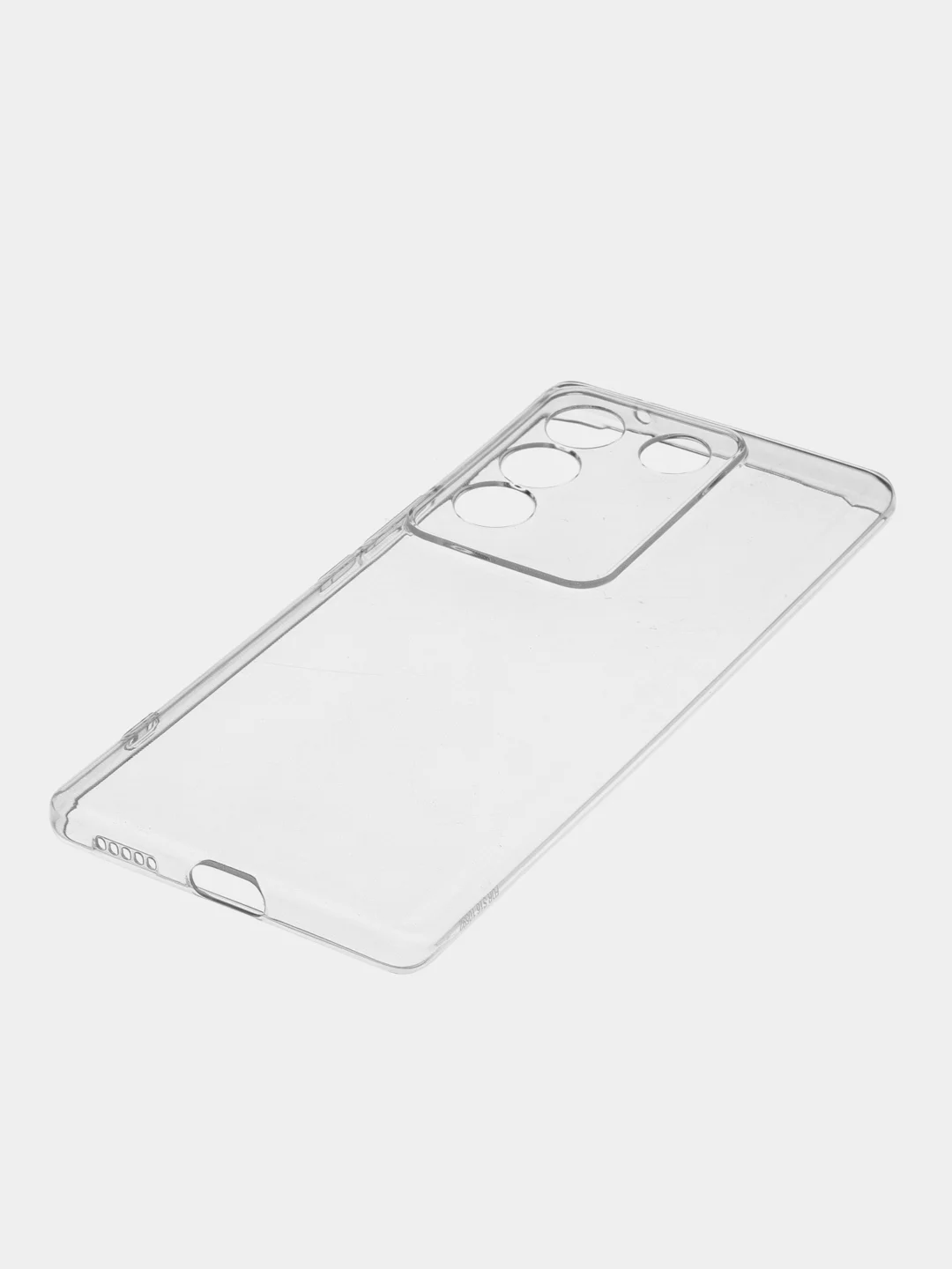 Прозрачный чехол для Vivo V27 силиконовый ROSCO прозрачный с бортиком- защитой камер и от прилипания