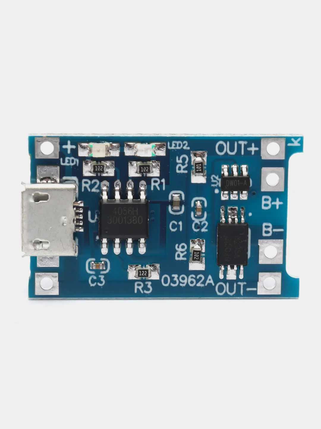 Контроллер-модуль заряда литиевых аккумуляторов 18650 TP4056 (micro USB) с защитой