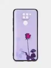 Серебряный чехол силиконовый для Xiaomi Redmi Note 9 (Сяоми Редми Ноут 9), с принтом, с рисунком
