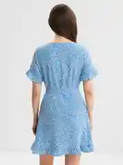 Голубой платье, летнее, женское, повседневное, на запах, оверсайз