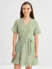 Зеленый платье, летнее, женское, повседневное, на запах, оверсайз