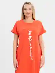 Коралловый платье, туника женская, летняя, трикотажная, на большие размеры