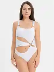Белый слитный женский купальник