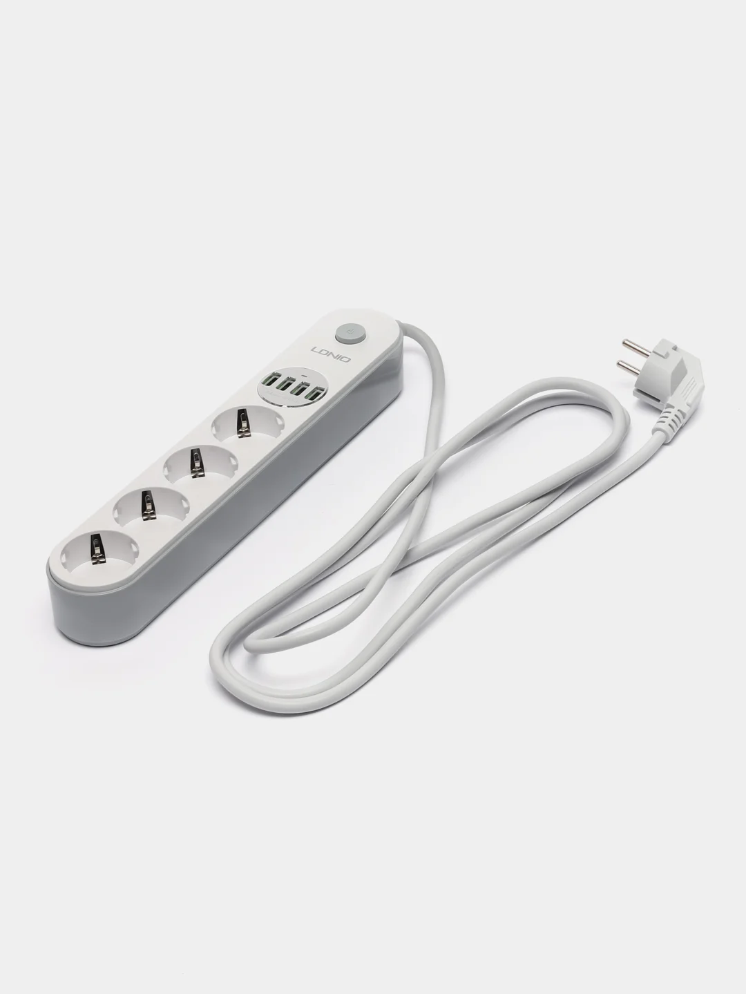 Белый сетевой фильтр удлинитель Ldnio SE4432, 4 розетки, 4 USB, 2 м