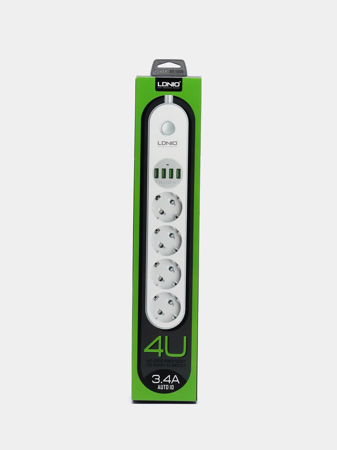 Белый сетевой фильтр удлинитель Ldnio SE4432, 4 розетки, 4 USB, 2 м