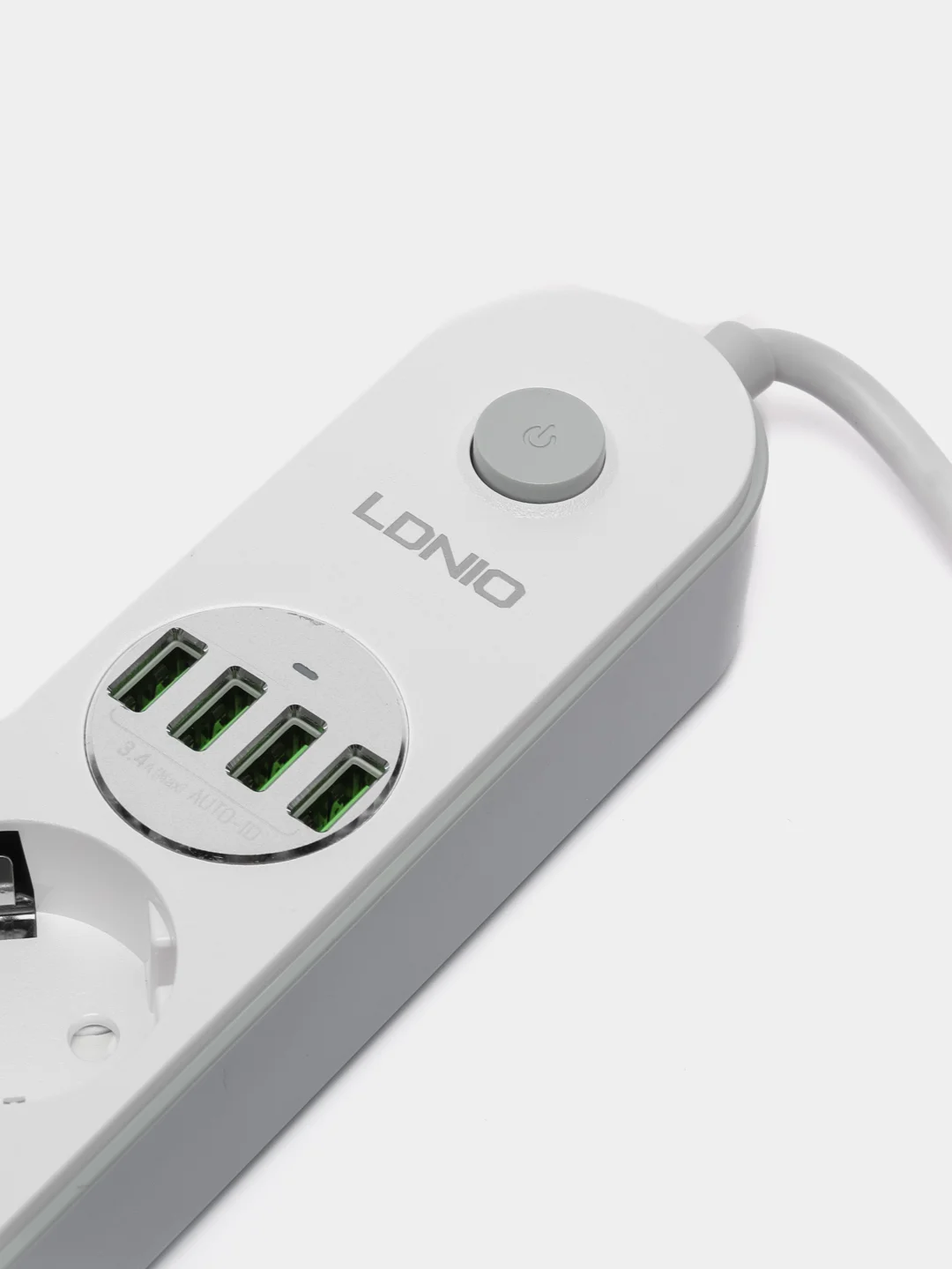 Белый сетевой фильтр удлинитель Ldnio SE4432, 4 розетки, 4 USB, 2 м