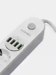 Белый сетевой фильтр удлинитель Ldnio SE4432, 4 розетки, 4 USB, 2 м