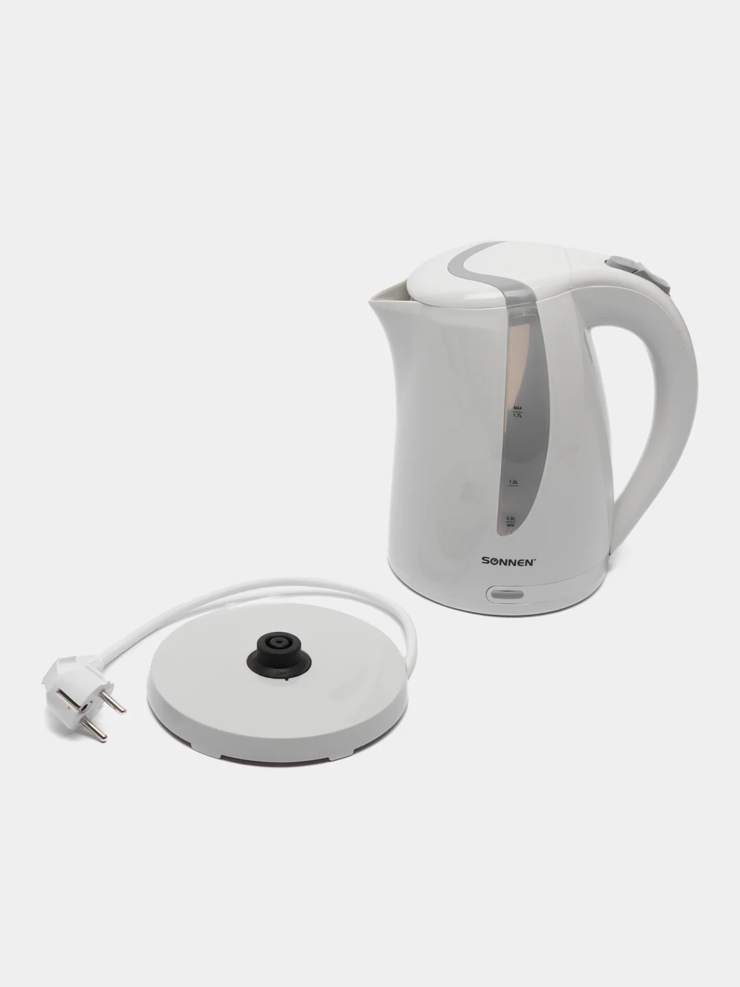 Чайник SONNEN KT-1743, 1,7л, 2200Вт, пластик, белый, 453414