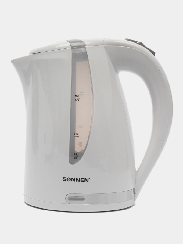 Чайник SONNEN KT-1743, 1,7л, 2200Вт, пластик, белый, 453414