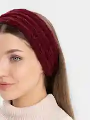 Багровый вязаная, фактурная повязка на голову