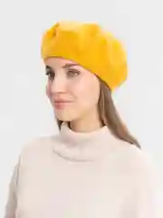 Горчичный берет женский, всесезонный, шерстяной