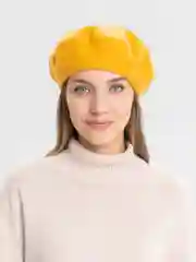 Горчичный берет женский, всесезонный, шерстяной