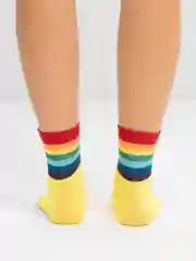 Желтый носки цветные, радуга
