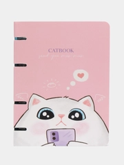 Тетрадь на кольцах А5, 100 листов, "Cat book"