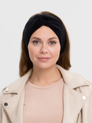 Повязка на голову, утепленная, двухслойная, вязаная
