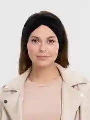 Черный повязка на голову, утепленная, двухслойная, вязаная