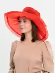 Красный женская летняя шляпа из органзы