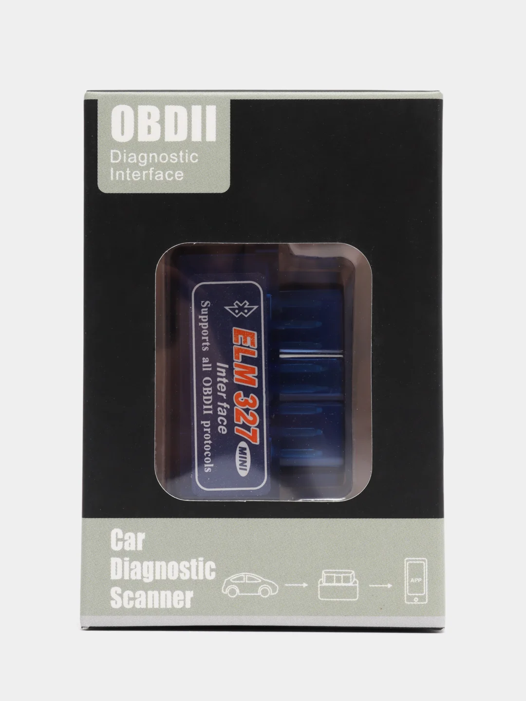 Синий автосканер считыватель ошибок ELM327 OBD II