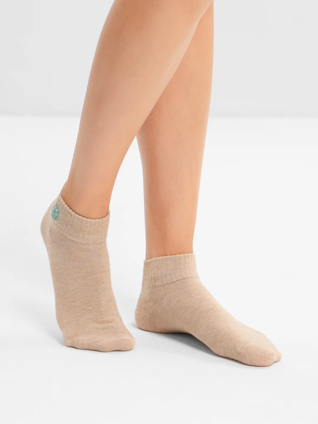 Бежевый носки женские POOPSOCKS, средней длины, с вышивкой