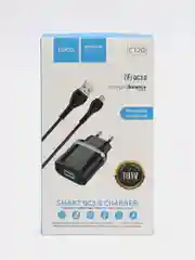 Белый сетевое зарядное устройство Hoco C12Q, Micro-USB 3.0A, 18W, 1 м