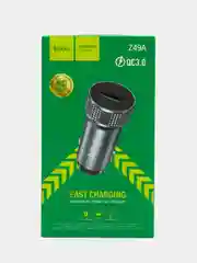Серый блок автомобильный 1 USB Hoco Z49A с быстрой зарядкой (18W / QC3.0)
