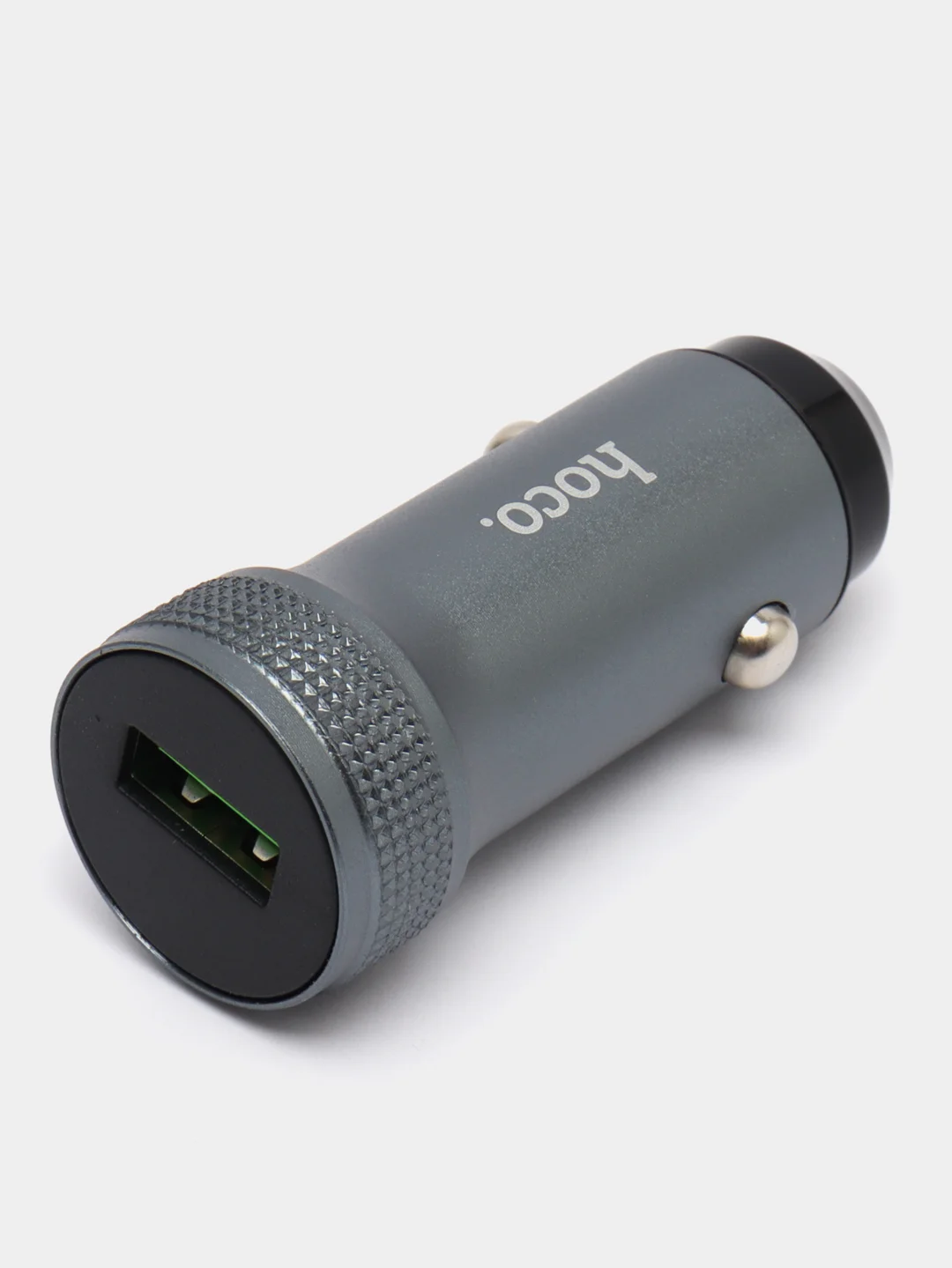 Серый блок автомобильный 1 USB Hoco Z49A с быстрой зарядкой (18W / QC3.0)