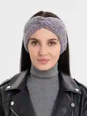 Серый вязаная повязка теплая на голову весенняя
