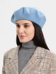 Голубой берет женский, всесезонный, шерстяной