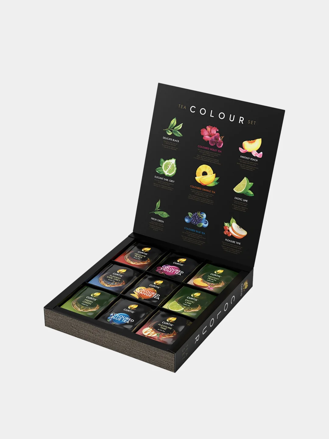 Набор чая Curtis Colour tea set, 54 пакетика, ассорти 9 вкусов, подарочная упаковка, 84,6г