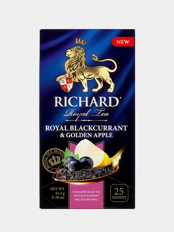 Чай чёрный Richard Royal Blackcurrant and Golden Apple, 25 пакетиков по 1,7 г