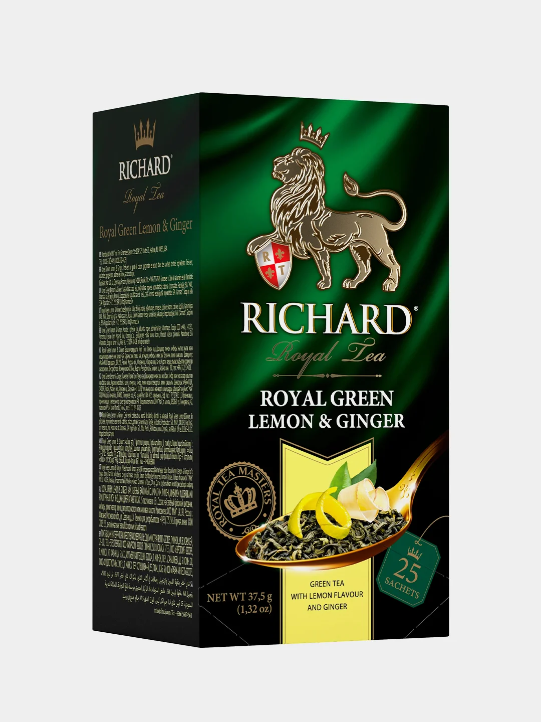 Чай зеленый Richard Royal Green Lemon and Ginger, c лимоном и имбирем, 25 пакетиков