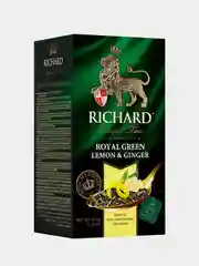 Чай зеленый Richard Royal Green Lemon and Ginger, c лимоном и имбирем, 25 пакетиков